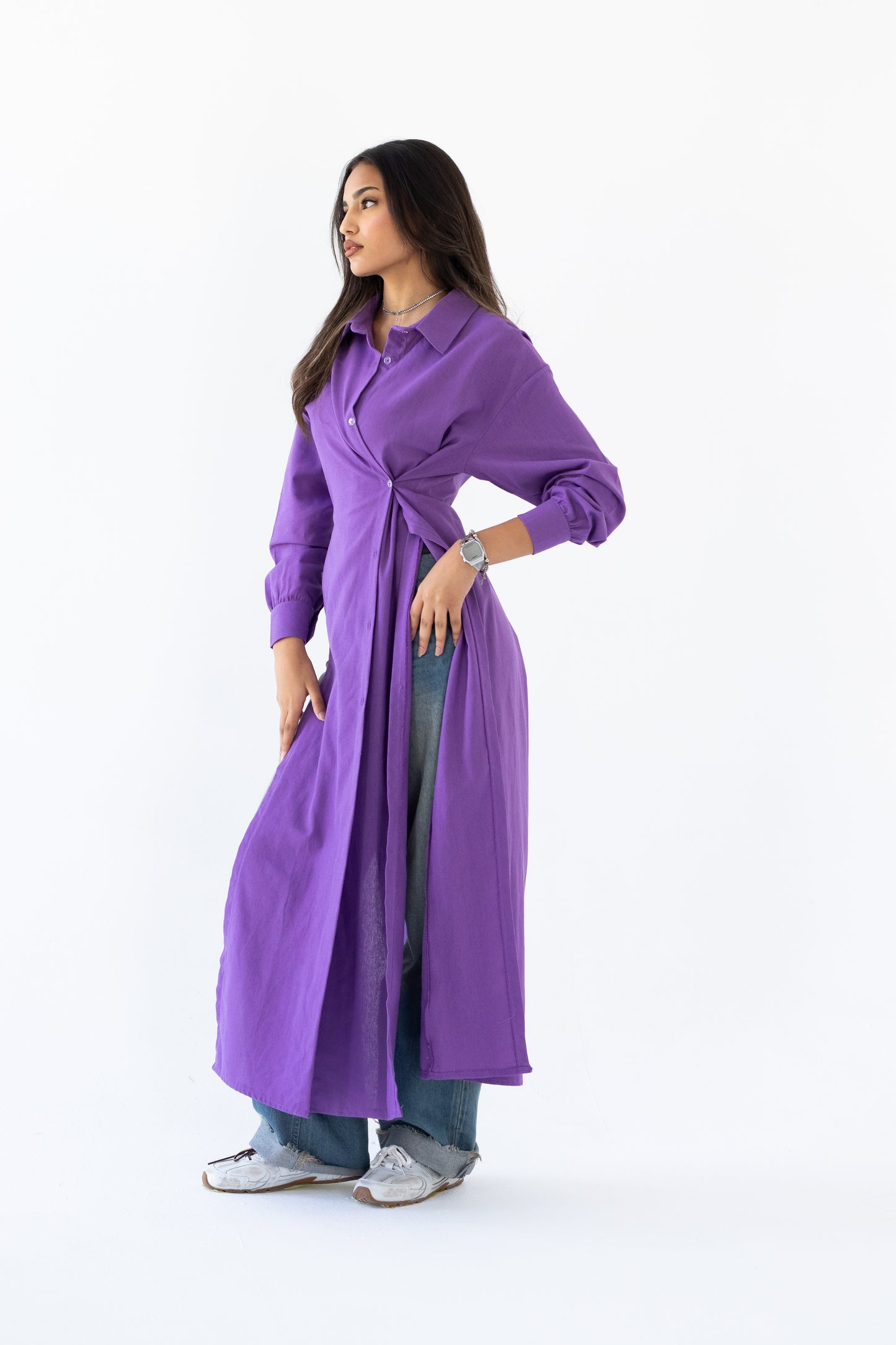 The Essential Linen Shirt In Purple