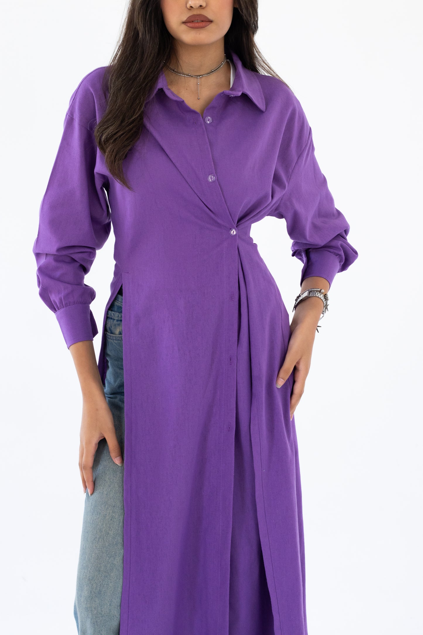 The Essential Linen Shirt In Purple