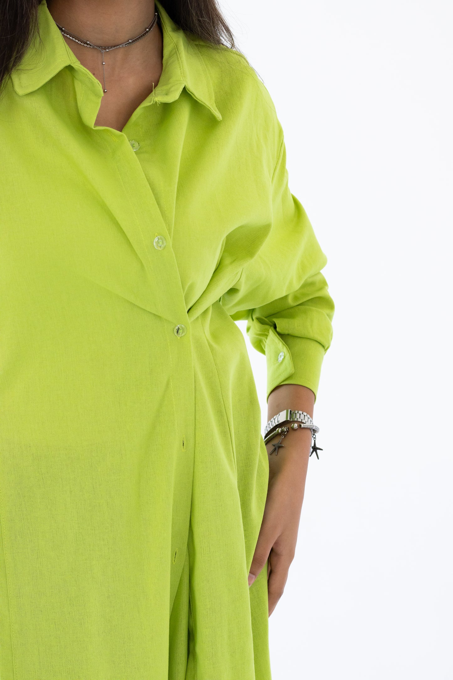 The Essential Linen Shirt In Neon Green