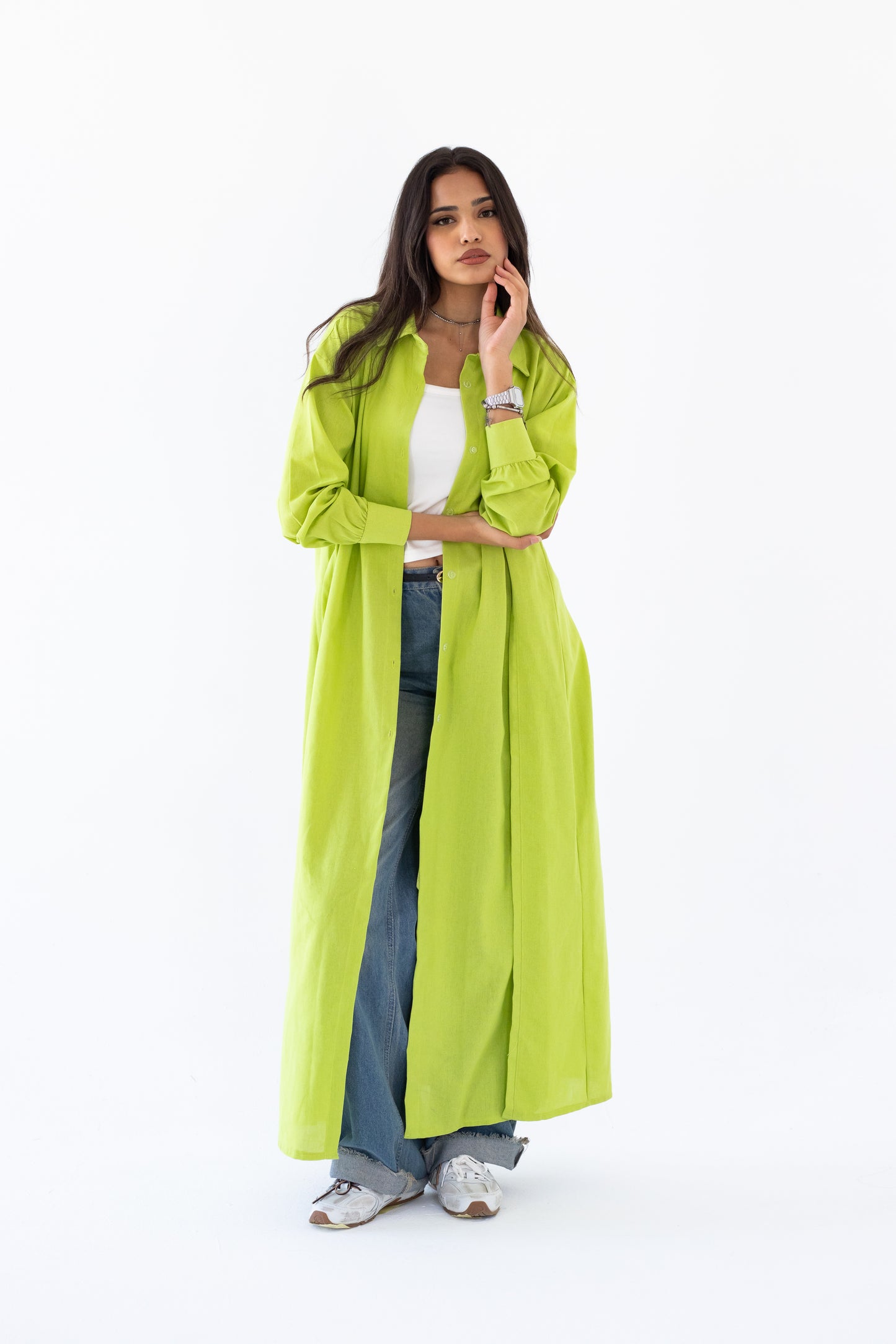 The Essential Linen Shirt In Neon Green