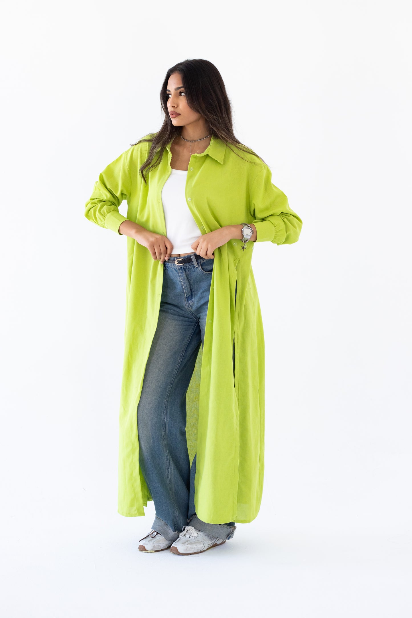 The Essential Linen Shirt In Neon Green