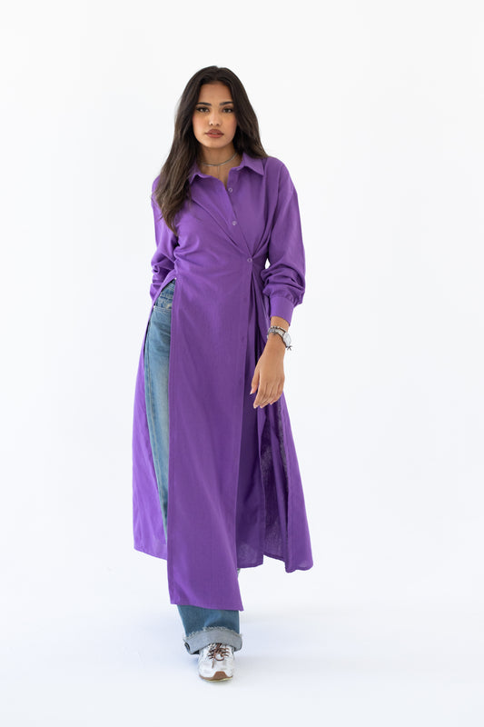 The Essential Linen Shirt In Purple