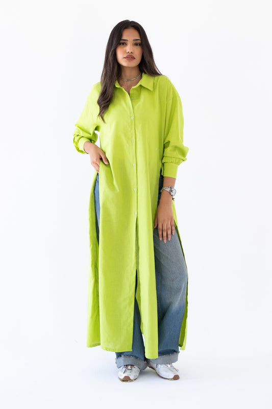 The Essential Linen Shirt In Neon Green