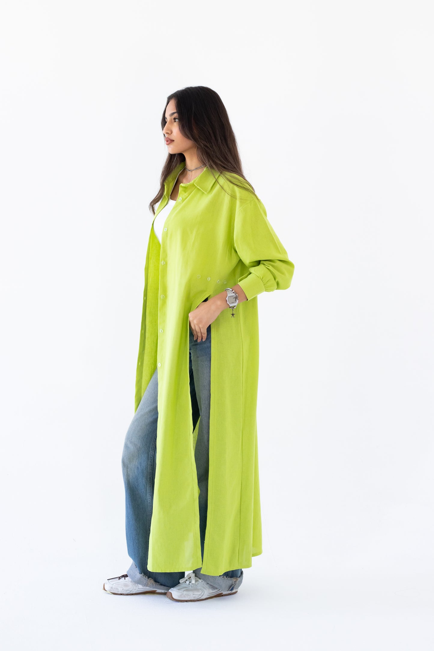 The Essential Linen Shirt In Neon Green